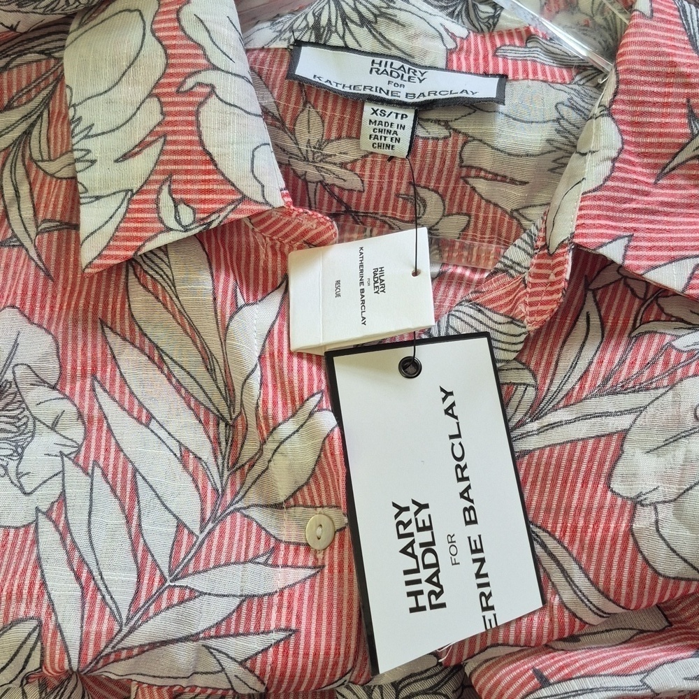 Katherine Barclay Red Striped and White Floral Long Sleeve Maxi Dress, Size XS - Picture 10 of 11